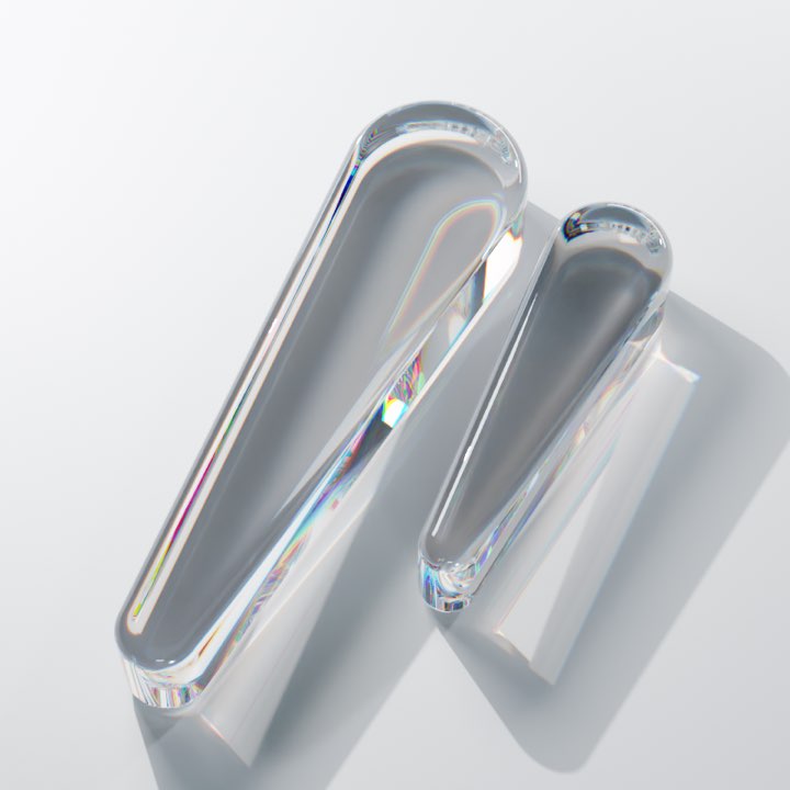 Glossium's logo: two streaks of clear glass, leaning like a double slash.